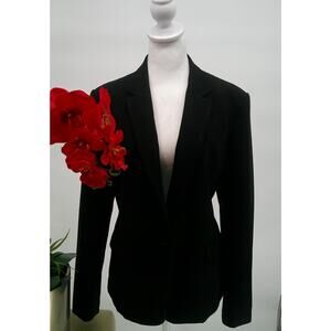 Worthington Womens Black Stretch Shoulder Pads Lined Blazer Suit Jacket Size 18
